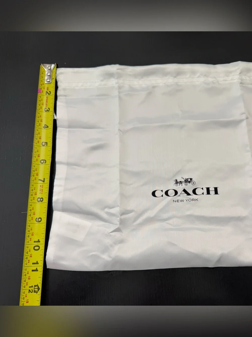 Coach White Drawstring Dust Pouch with Black Logo